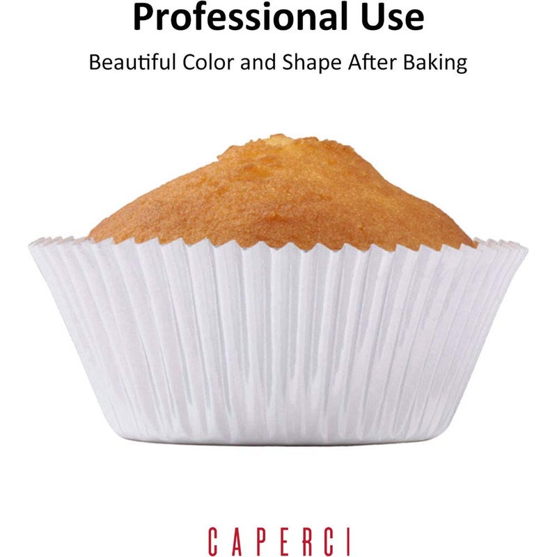 Caperci White Foil Cupcake Liners Standard Muffin Wrappers 150-Pack - Premium Greaseproof & Sturdy Cupcake Papers for Baking - Image 5